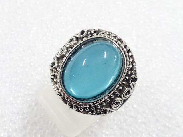 JAPANESE KIMONO / ANTIQUE COLORED STONE RING (SIZE 14.5)
